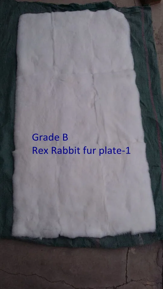 

High quality White rex rabbit head fur plate with black spot real fur blanket/fur rug