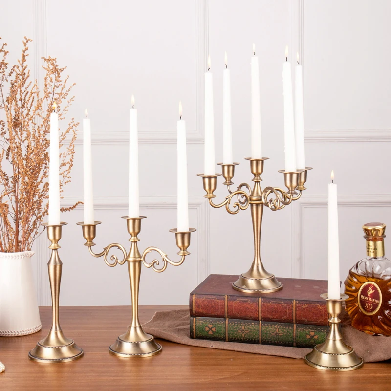 

Nordic style Metal Candle Holder Silver/Gold Candlestick for Home dinner Decoration Candle Stand Wedding Candlestick Decoration