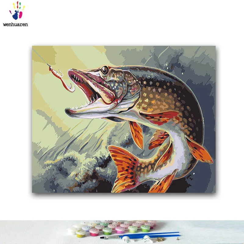 

DIY Coloring paint by numbers Animals in the snow paintings by numbers with kits 40x50 framed
