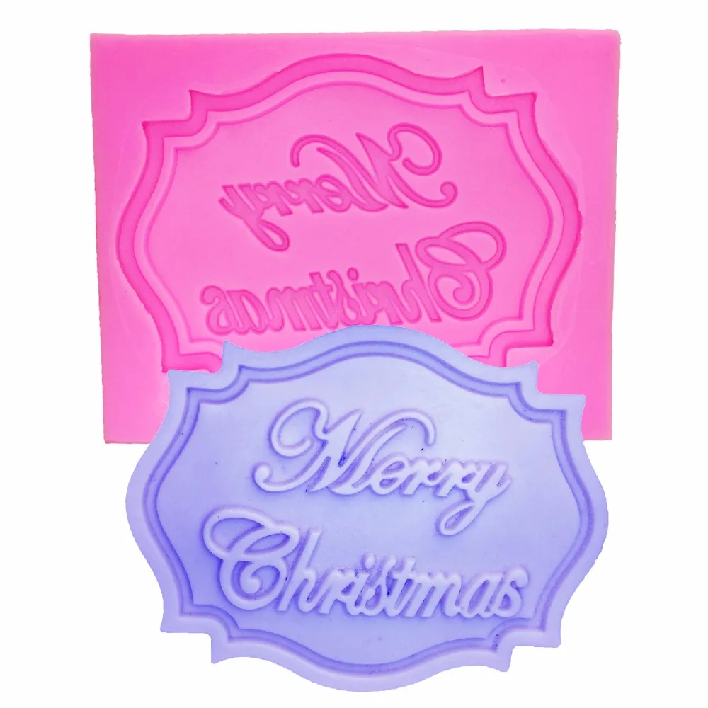 

Merry Christmas Letter form chocolate cake decorating tools DIY fondant silicone mold used to easily create poured sugar T0281