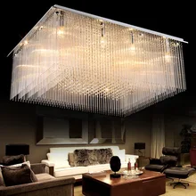 Z Rectangle Luxury Crystal Hall Large Ceiling Lamp LED Creative Sitting Room Restaurant Pendant Light Engineering