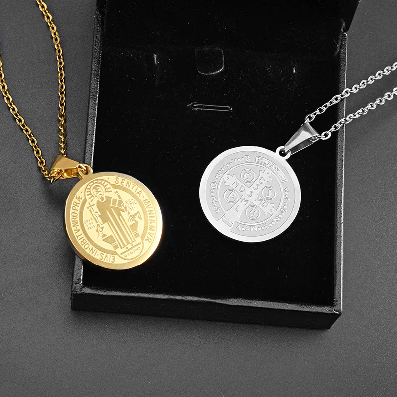 Ожерелья из нержавеющей стали SOITIS с изображением Святого Бенедикта|chain jewelry|jewelry