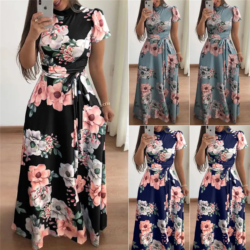 S XL элегантное женское платье летнее 2018 с цветочным принтом макси модное