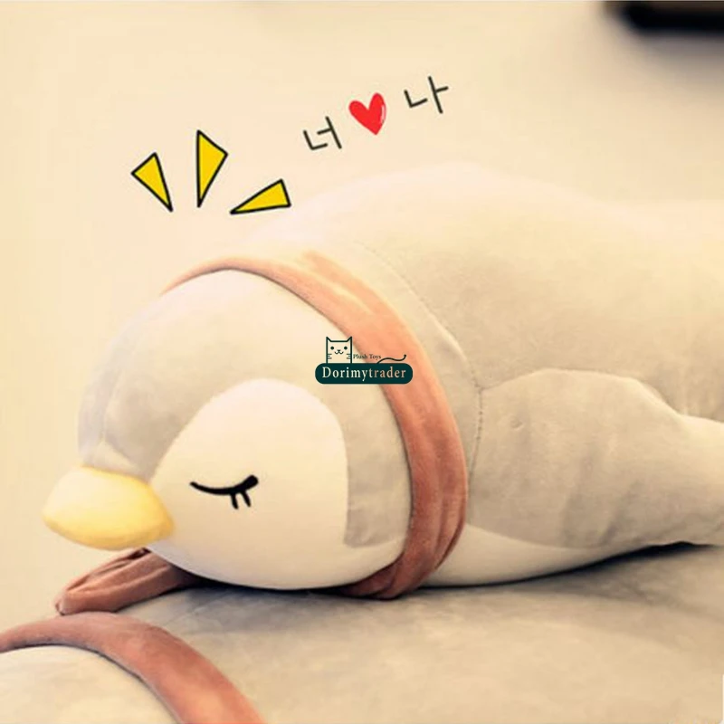 Dorimytrader pop lovely lying animal penguin plush pillow toy giant stuffed anime penguins doll cartoon pillow gift decoration 35inch 90cm DY61818  (5)
