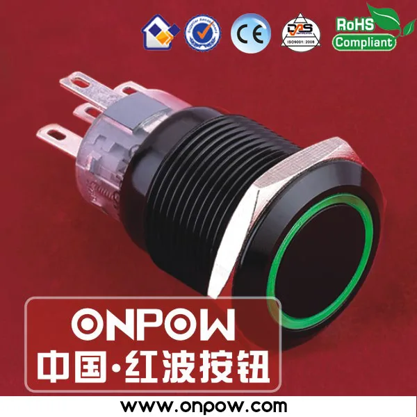 Yellow Vandal Metal LED Momentary 16mm Black Push Button Switch 12V SPST