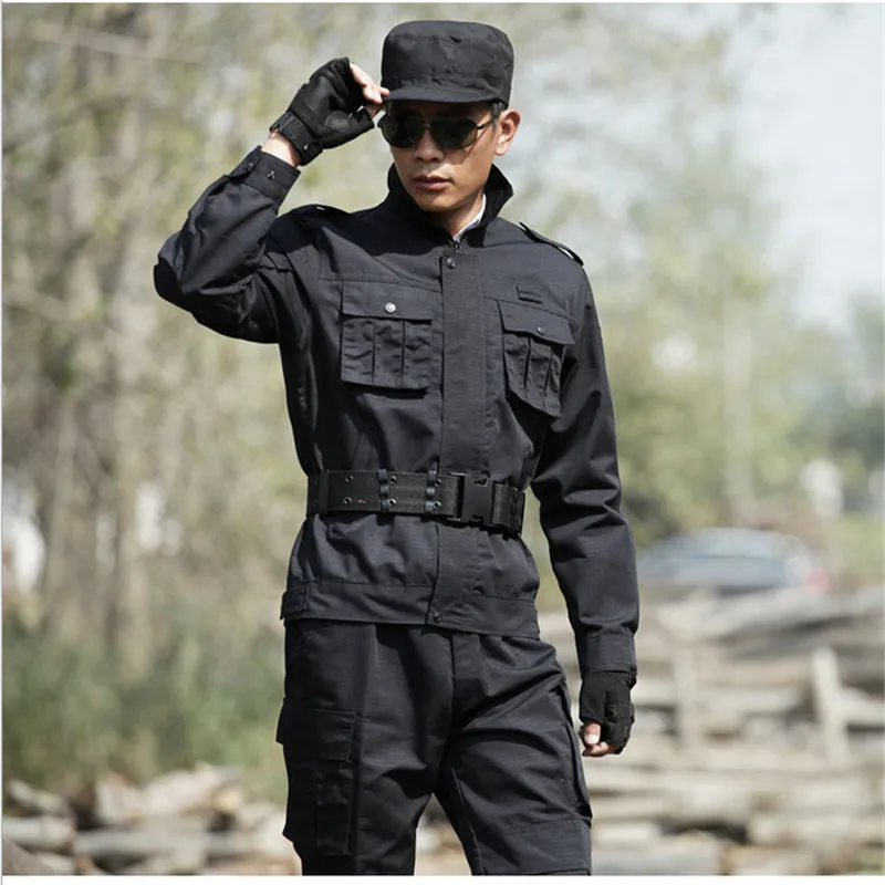 Военная униформа, верхняя тактическая армейская одежда для охоты, боевые куртки+ штаны, тактические черные пальто, костюмы CS, военные комплекты - Цвет: Черный