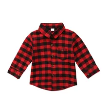 Детская клетчатая блузка для маленьких мальчиков Формальный джентльменский топ с отложным воротником, рубашка хлопковая одежда с длинными рукавами От 1 до 7 лет