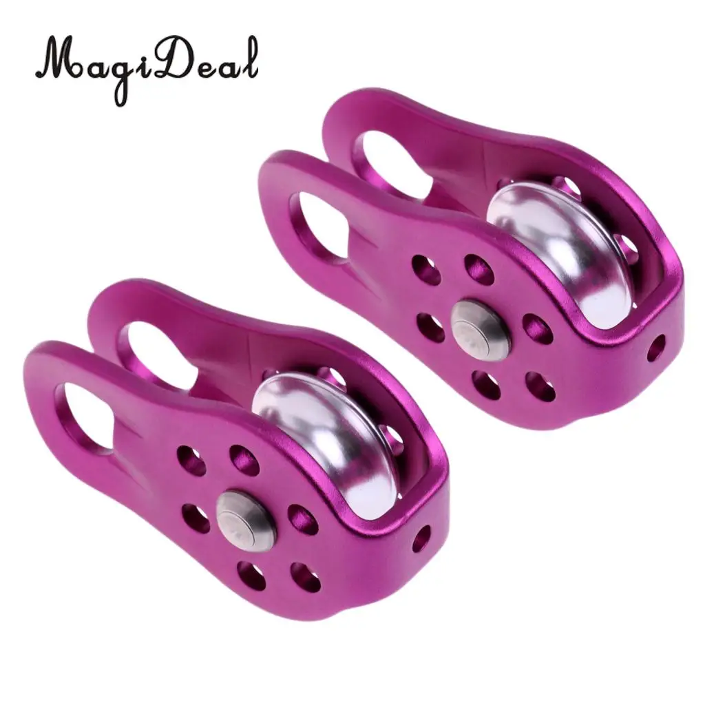 MagiDeal Durable 2Pcs 20KN Fixed Rock Climbing Rope Pulley Rappelling Arborist Rigging for Mountaineering Survival Equipment
