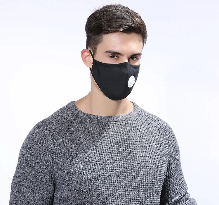 1pcs black Маска против пыли PM2.5 респиратор Моющиеся Многоразовые маски хлопок унисекс теплая и Пыленепроницаемая дыхательная маска A73 - Цвет: 1pcs black