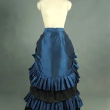 Синяя и черная винтажная юбка в пол винтажная юбка для сцены перла викторианская суета юбка на заказ размера плюс