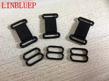 

100 Sets Plastic Hardware Adjustable Tape Accessories Black Clasps & Hooks Eye Set Bow Tie Clip Bra Fastener Swimwear 1.3cm