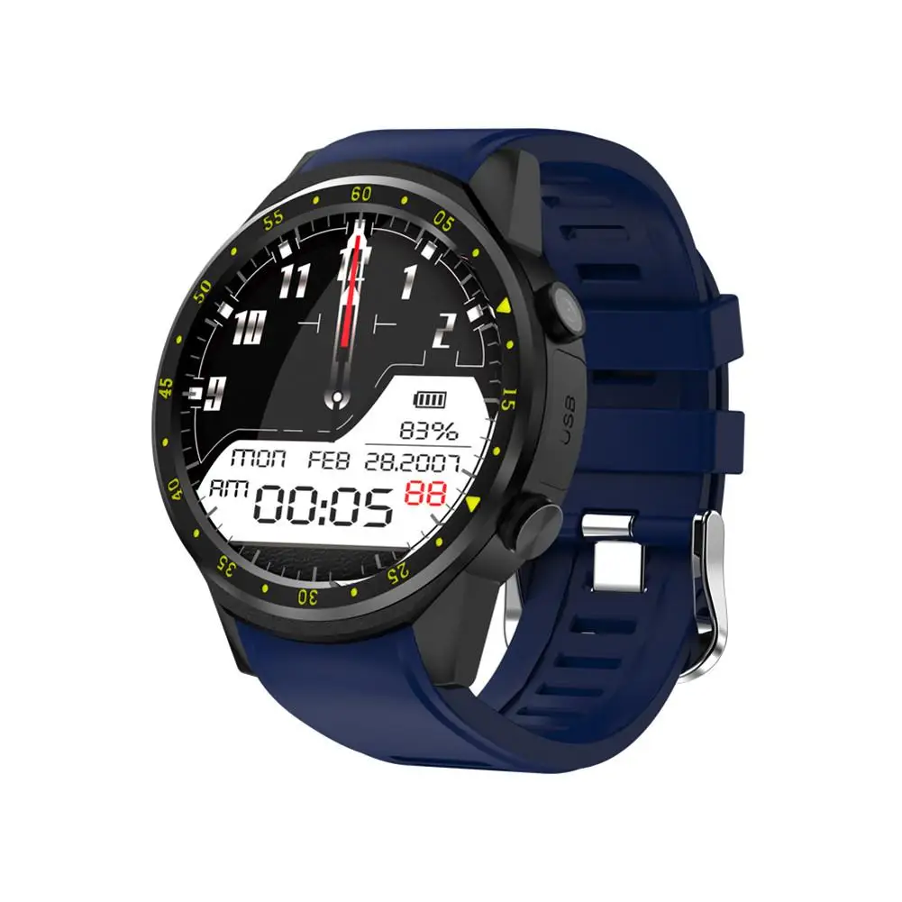 F1 1,3 Смарт-часы Bluetooth 4,0 ips сенсорный экран Смарт-браслет gps спортивные умные часы монитор сердечного ритма Поддержка FM TF карта - Цвет: Blue