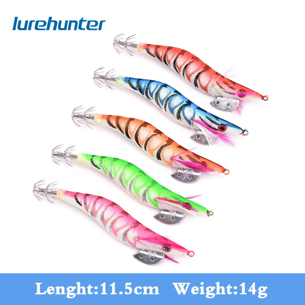 1PCS 14g/11.5cm Luminous Squid Jig Fishing Wood Shrimp Lure Squid Cuttlefish Jigs Lures Spinnerbait Wood Shrimp with 3.0# Hook 1PCS 14g/11.5cm Luminous Squid Jig Fishing Wood Shrimp Lure Squid Cuttlefish Jigs Lures Spinnerbait Wood Shrimp with 3.0# Hook