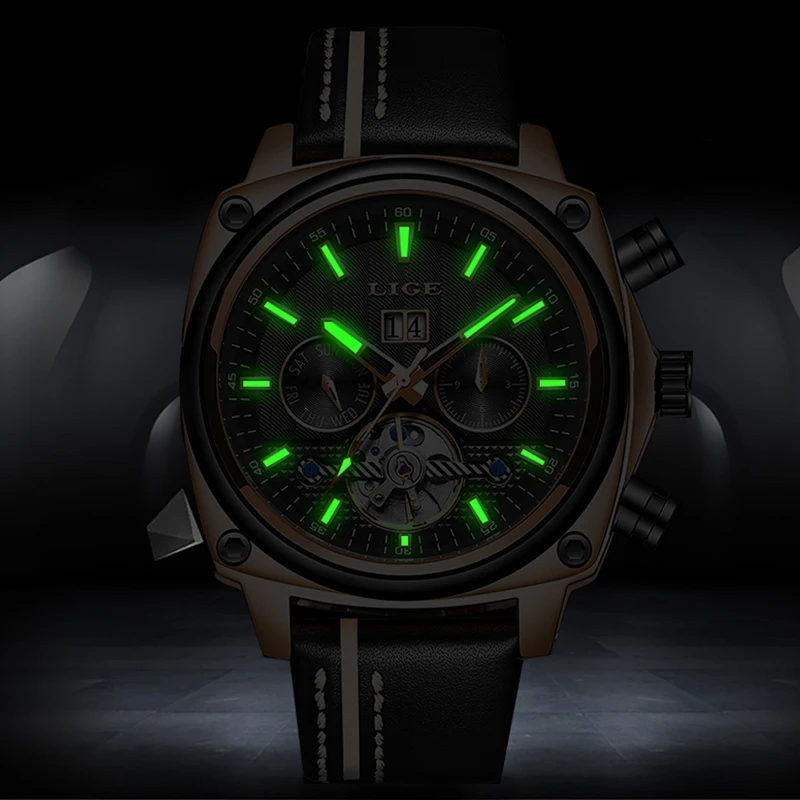 LIGE Automatic Watch Top Brand Luxury Mechancial Watch Male Leather Waterproof Sport Men Watch Business Wristwatch Reloj Hombre LIGE Automatic Watch Top Brand Luxury Mechancial Watch Male Leather Waterproof Sport Men Watch Business Wristwatch Reloj Hombre