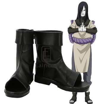 

Anime NARUTO Orochimaru Cosplay Shoes Black Peep Toe Boots Custom Made