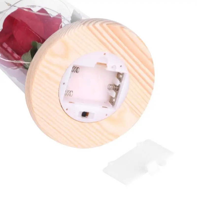 Красота и чудовище розы Искусственные цветы LED свет деревянная основа для дня