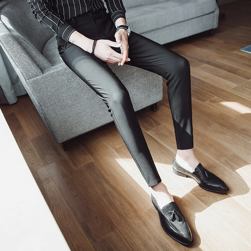18 New Nine Feet Slim Business Casual Trousers Personality Fashion Classic Simple Tide Male Popular Youth Nightclub Hair Stylist