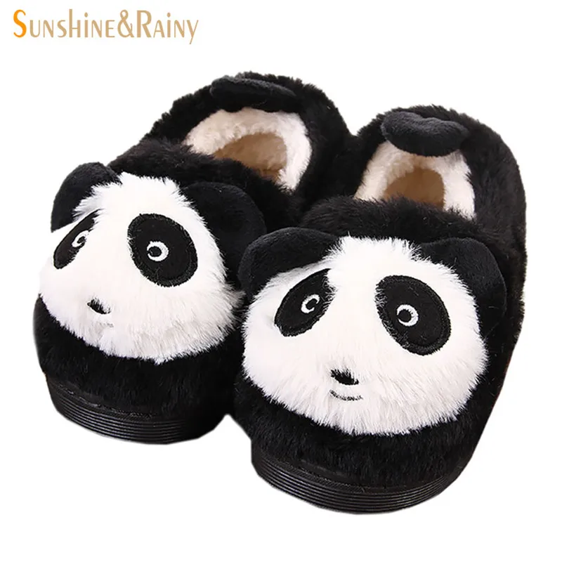 comprar Inverno Crianças Chinelos Meninos Meninas Sapatos de Algodão Casa De Madeira Piso Home Indoor Chinelos Crianças Sapatos Quentes Do Bebê Panda Bonito