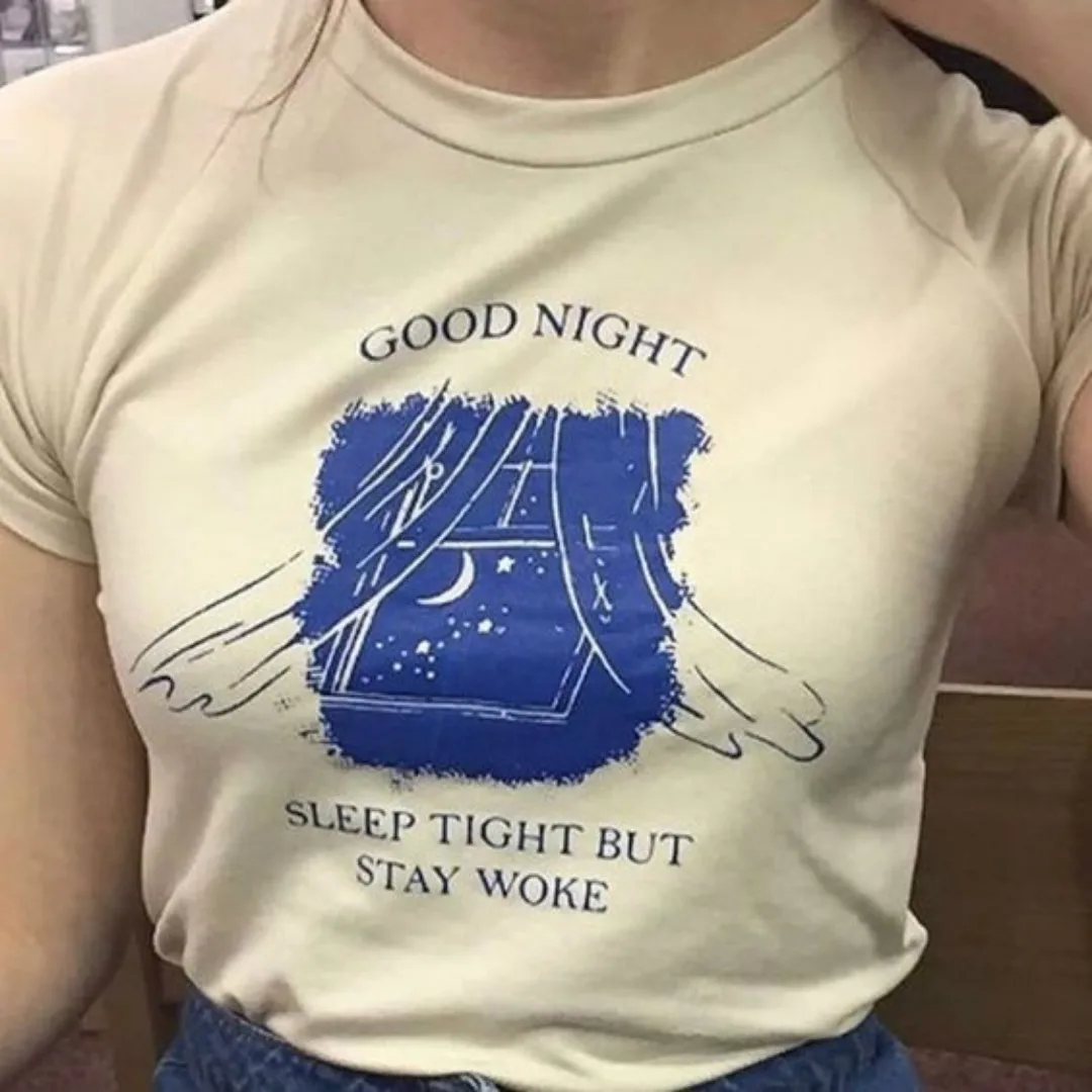 

Good Night Window Design Funny T shirts Summer Short Sleeved Round Neck Cotton Loose Tops Tee Brand Girl Tshirt Vogue Uzzlang