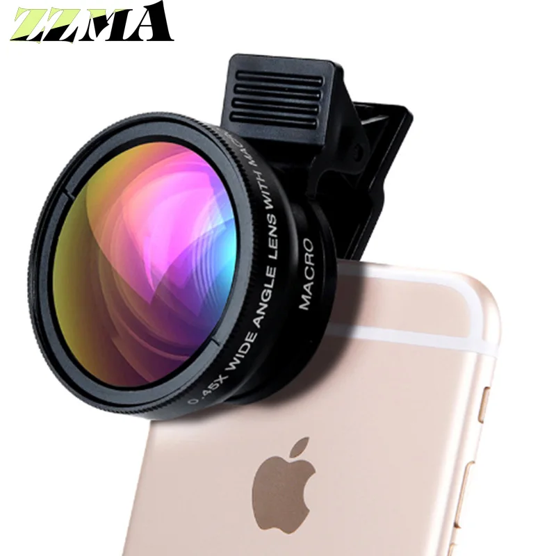 

0.45X Wide Angle+12.5X Macro Lens Professional HD Phone Camera Lens For iPhone 8 7 6 6S Plus 5 5S Xiaomi Samsung LG All phone