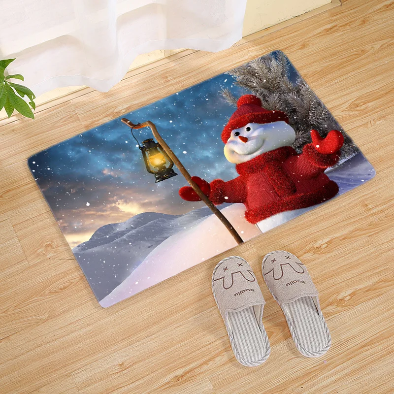 Merry Рождество коврик дверные коврики елка и Снеговик Санта Клаус фланелевый узорчатый ковер украшения для дома кухонные коврики
