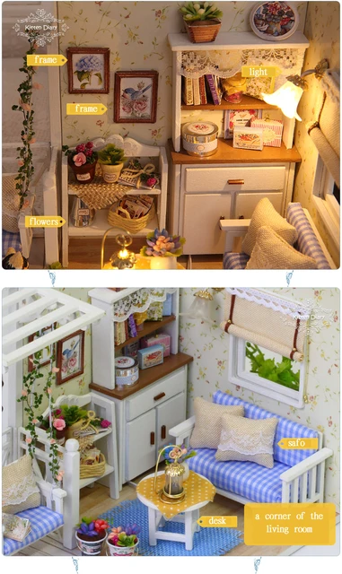 CUTEBEE Book Nook Kit DIY Doll House With LED Light Bookshelf