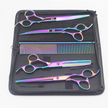 

7.0 inch Professional Pet Scissors for Dog Grooming Straight Curved Shears Sharp Edge Animals Cat Hair Cutting Thinning Tool Kit