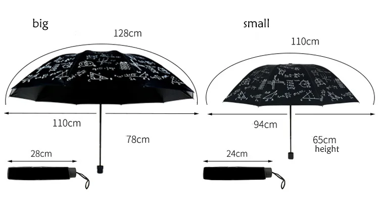 Аниме смешной большой прямой студенческий математический формула ежедневный Складной Зонтик Милая коллекция для косплея