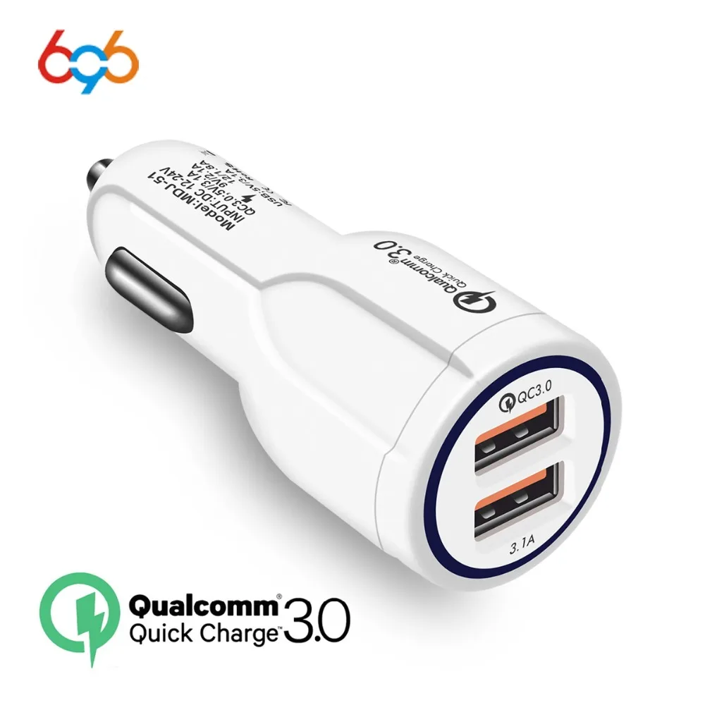 

696 Quick Charge 3.0 Dual Usb Qualcomm Qc 3.0 Fast Charging Usb Car Charger