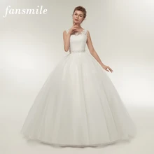 Fansmile настоящая фотография Дешевые Бальные Свадебные платья с двойным плечом на шнуровке винтажное свадебное платье размера плюс свадебное платье FSM-027F