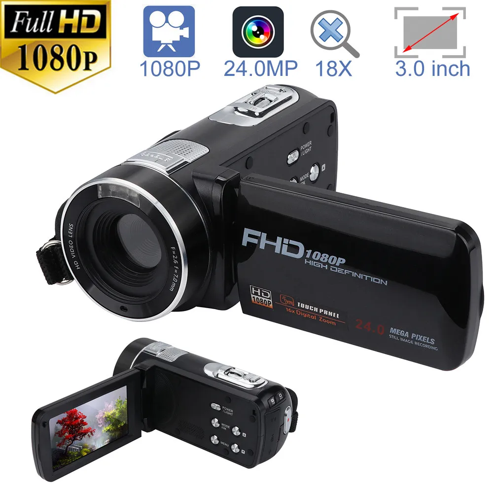 Цифровая видеокамера HD 1080P 24 МП 3 0 дюйма ЖК экран 18X цифровой зум камера ночного