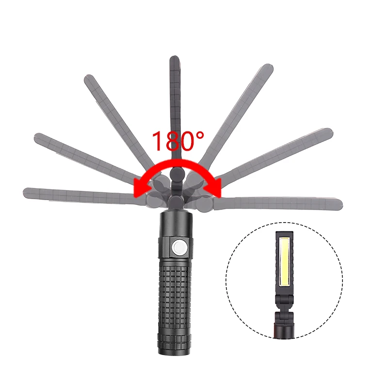 

3 In 1 T6 COB LED Work Light USB Rechargeable Flashlight 3 Modes Torch Set for Outdoor Car Repair GHS99