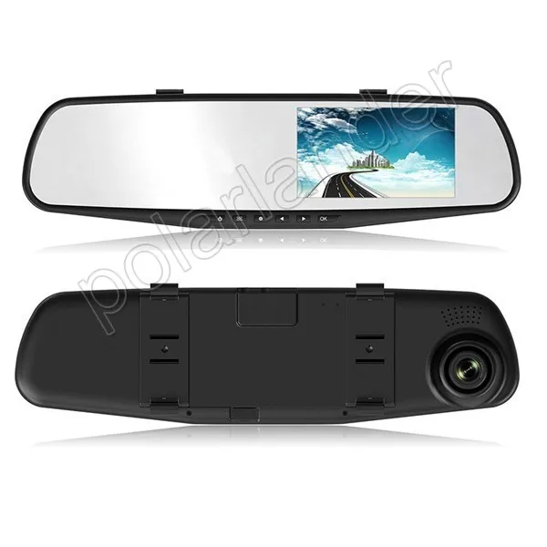 4.3 дюймов Full HD 1080 P два объектива Видеорегистраторы для автомобилей Зеркало заднего вида видео Регистраторы регистраторы камера заднего вида 4x цифровым зумом g-Сенсор