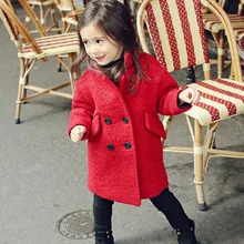 Зимняя одежда для маленьких девочек модные длинные куртки для малышей Новинка года; Брендовая детская ветровка; шерстяное пальто для девочек