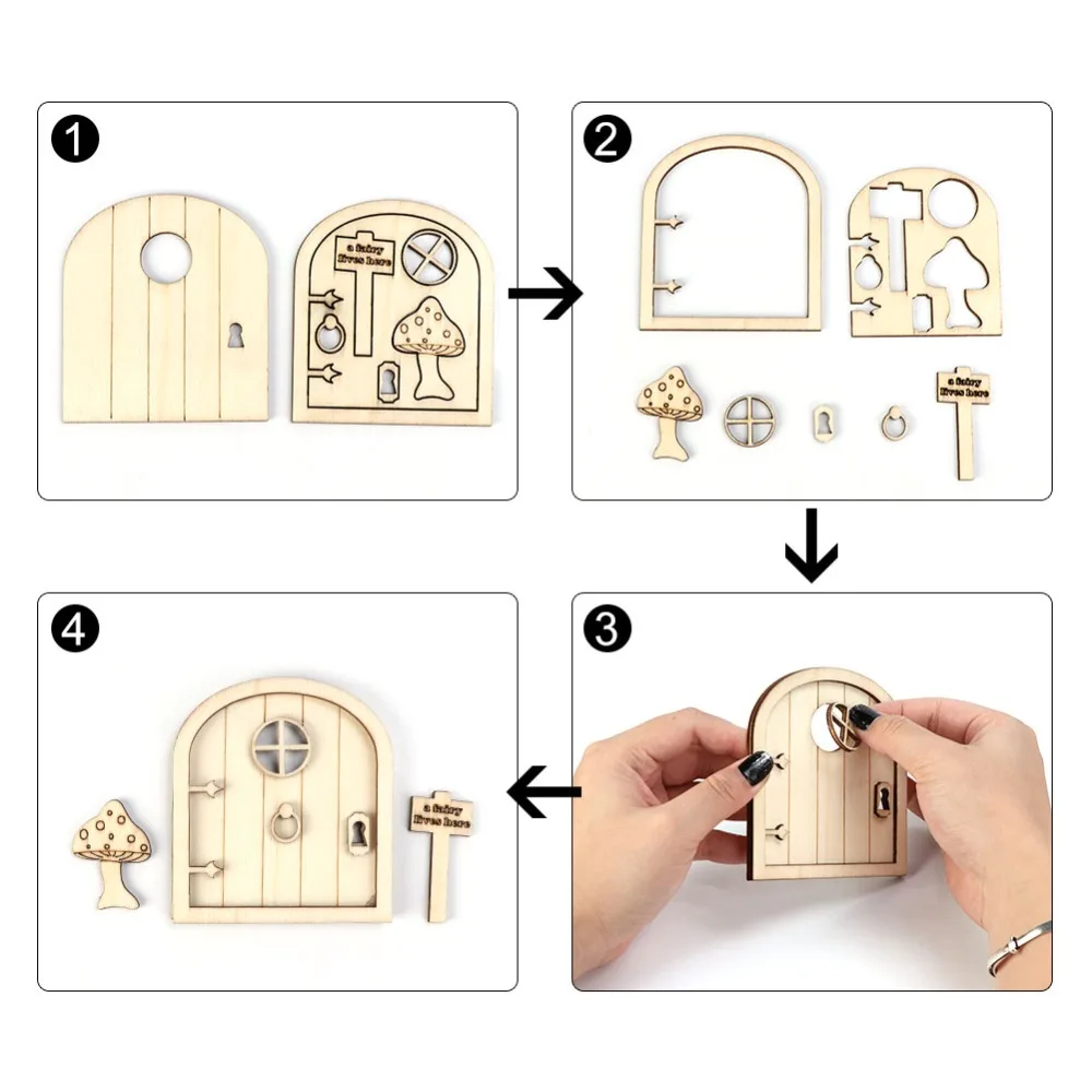 OurWarm 6 шт. деревянные сказочные садовые двери ремесло эльф ремесло DIY пользу миниатюрные сказочные знаки для сада DIY Винтаж Домашний Декор Хобби Подарки