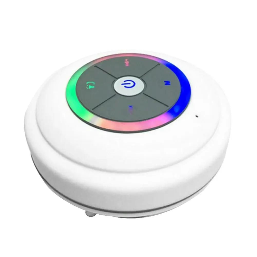 Открытый Bluetooth динамик на присоске водонепроницаемый беспроводной автомобильный мобильный телефон динамик Поддержка карты памяти с светодиодный светильник fm-радио - Цвет: Белый