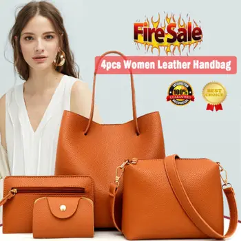 

4pcs/set Women Ladies Leather Handbag Shoulder Tote Purse Satchel Messenger Bag