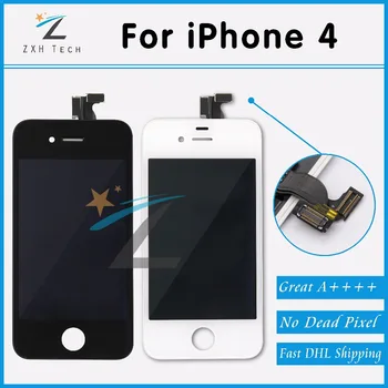 

50 PCS/LOT No Dead Pixel Quality Front Housing LCD Touch Digitizer Glass Screen Assembly for iPhone 4 Free DHL Shipping