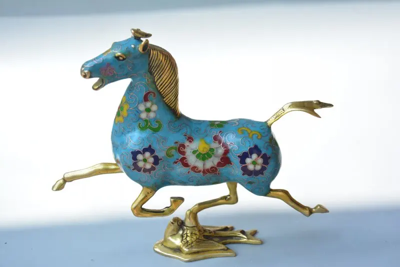 

Collectable Qing Dynasty Cloisonne Horse riding swallows statue,Free Shipping
