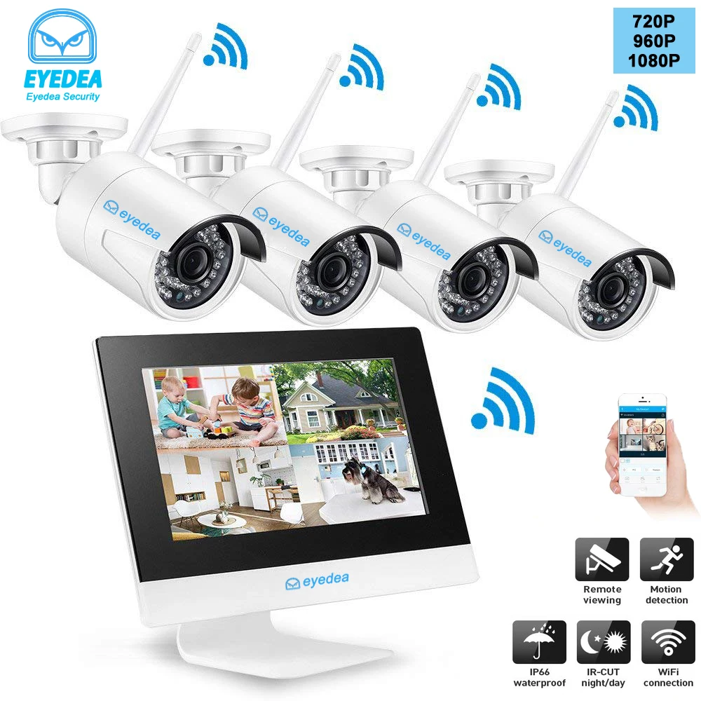 4CH 960P WIFI NVR with LCD Monitor Wireless Security Camera System with 4 Waterproof Outdoor Video Surveillance IP Camera Kit 4CH 960P WIFI NVR with LCD Monitor Wireless Security Camera System with 4 Waterproof Outdoor Video Surveillance IP Camera Kit