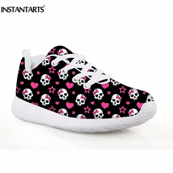 

INSTANTARTS Girls Outdoor Running Sports Shoes Punk Sugar Skull Sneakers for Baby Kids Children Infant Students Athletic Shoes