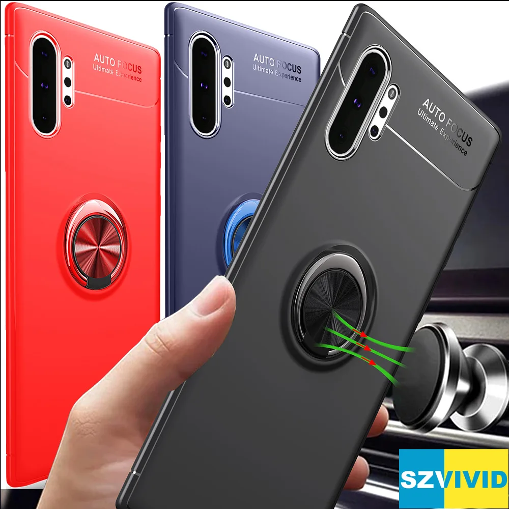 

Car Magnetic Case For Samsung Galaxy Note 10 Plus Ring Holder Finger Grip magnet Cover