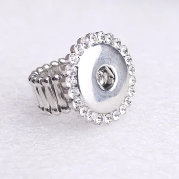 

Interchangeable Snap Button Ring 18mm For Snap Button Jewelry With Rhinestone Fit 18/20mm Snap Button Charms 10PCS