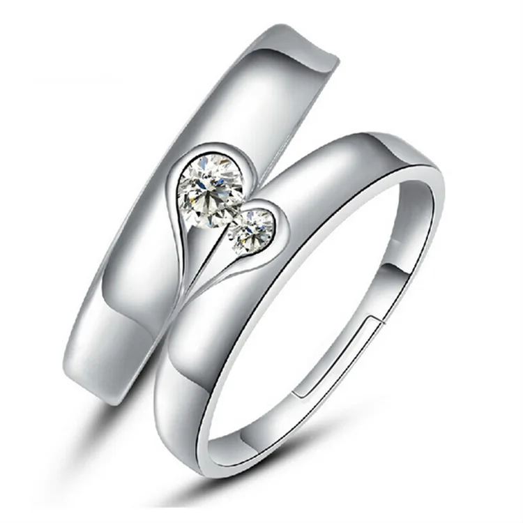 925 Silver Heart Rings For Men Women Wedding Bands Engagement