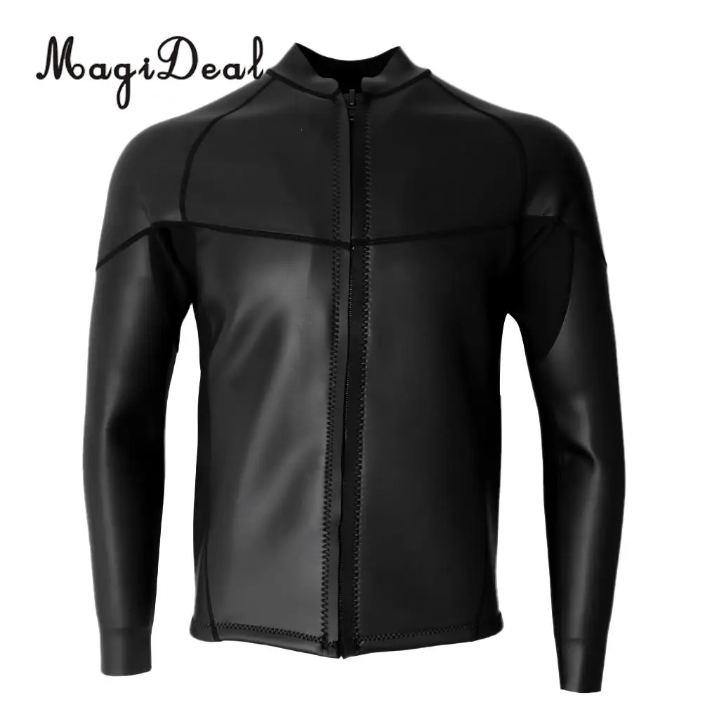 MagiDeal 2mm Premium Neoprene Men's Wetsuits Top Long Sleeve Front Zipper Diving Surfing Swimming Snorkel Suit Dive Skins