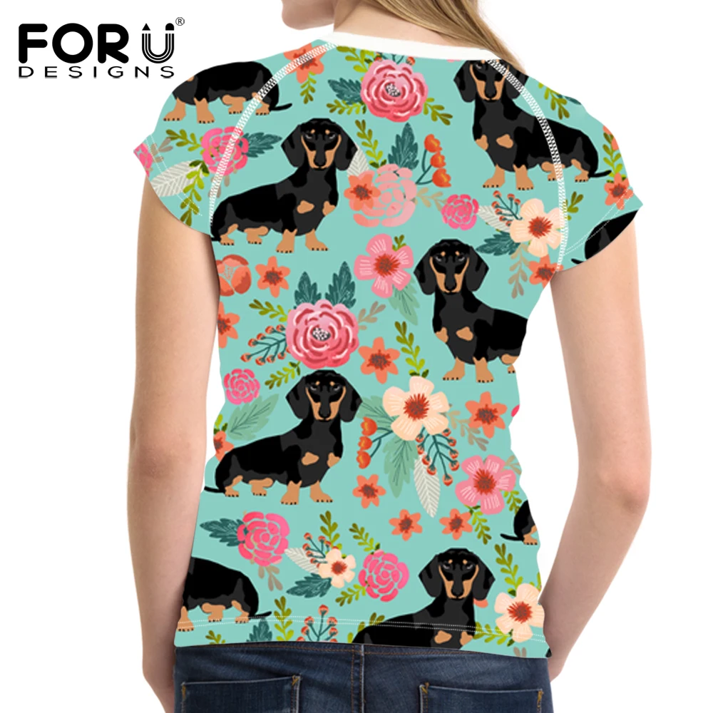 Повседневная футболка FOURDEIGNS женские топы летняя с принтом Doxie Dog Dachshund женская
