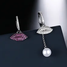 Новые женские сексуальные серьги со стразами, инкрустированные серьги, асимметричные жемчужные серьги, модные ZK40