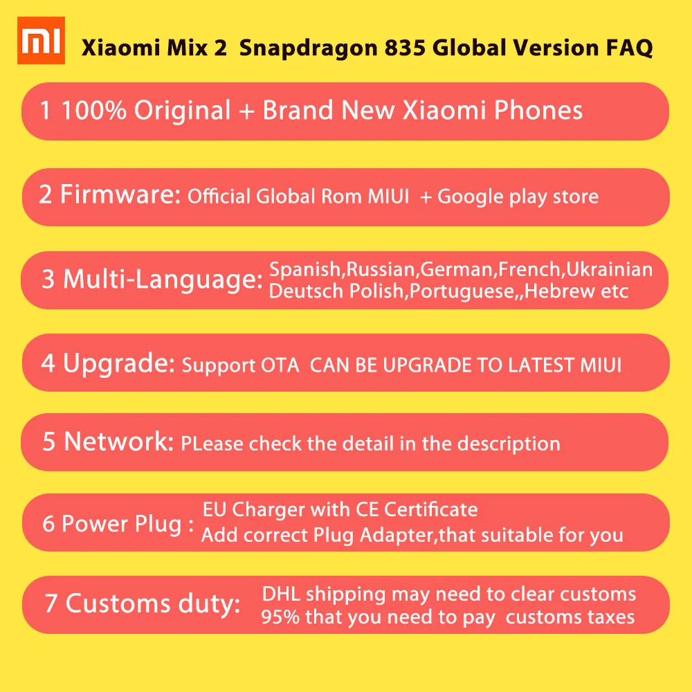 Глобальная версия Сяо mi x 2 Мобильный телефон 6 ГБ 64 Snapdragon 835 Octa Core 5 99&quot 2160X1080 Full