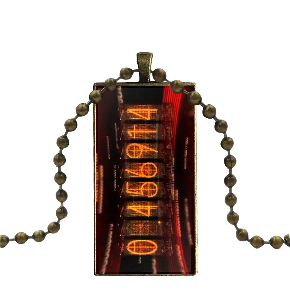Бронзовый цвет стекло кабошон с прямоугольной формы кулон колье ожерелье для женщин модные ювелирные изделия Steins ворота Divergence метр - Окраска металла: as picture