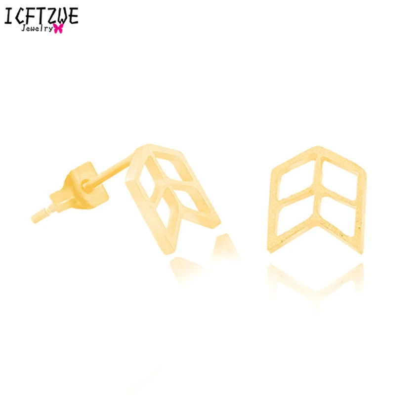 DIANSHANGKAITUOZHE Gold Silver Geometric Arrows Stainless Steel Chevron V Stud Earings Fashion Jewelry For Women Men Orecchini | Украшения